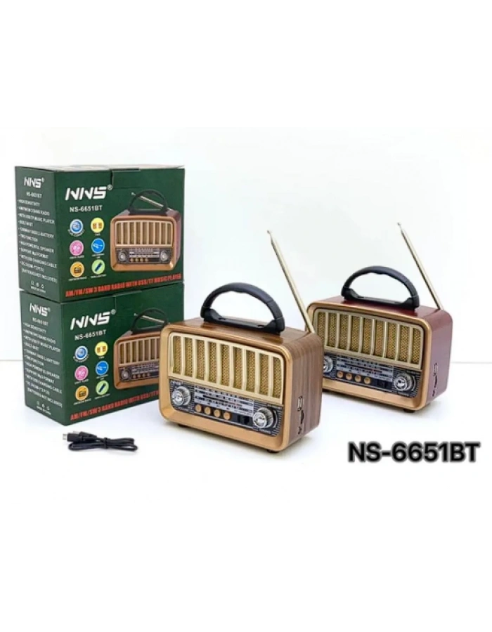 NNS NS-6651BT Taşınabilir Nostaljik Radyo Bluetooth Hoparlör Toptan