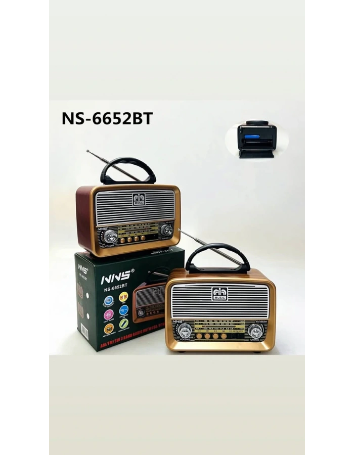 NNS NS-6652BT Taşınabilir Nostaljik Radyo Bluetooth Hoparlör Toptan