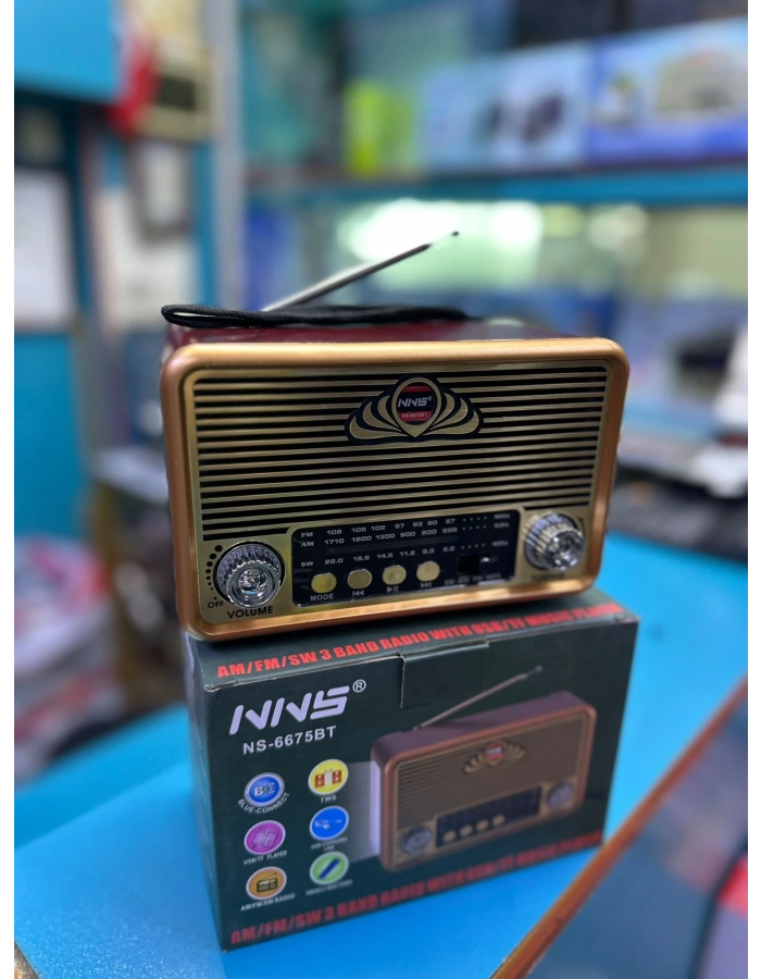 NNS NS-6675BT Fenerli Nostaljik Radyo Şarjlı Pilli Bluetooth Toptan