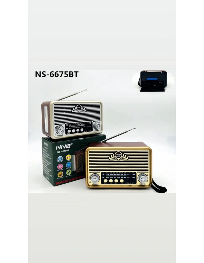 NNS NS-6675BT Fenerli Nostaljik Radyo Şarjlı Pilli Bluetooth Toptan