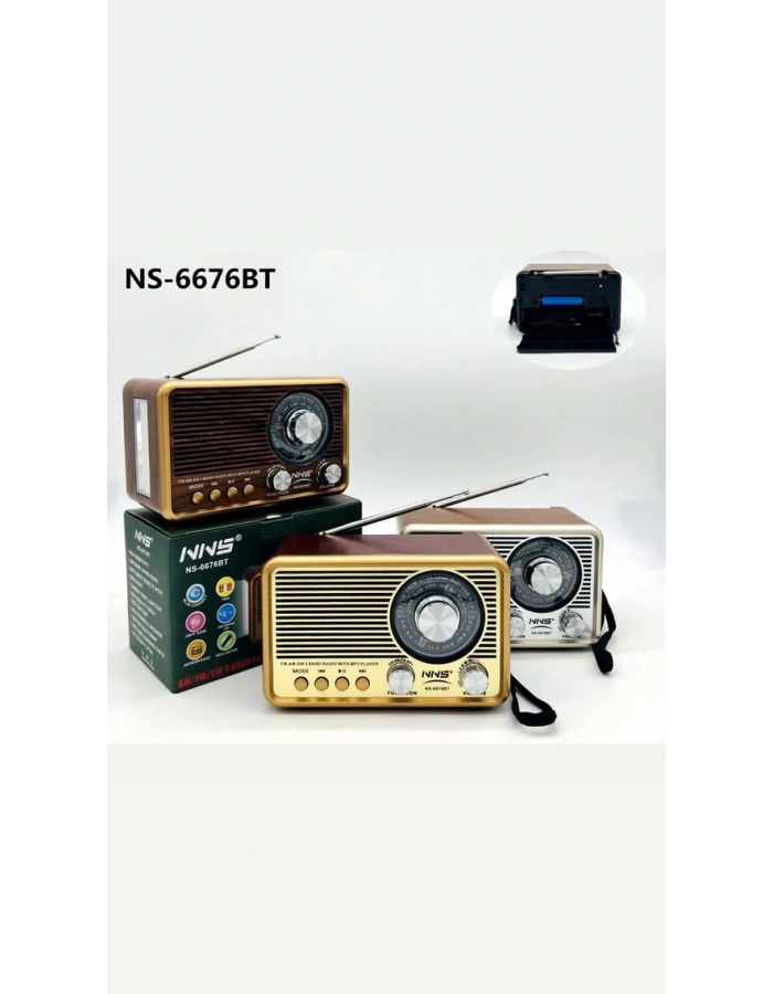 NNS NS-6676BT Fenerli Nostaljik Radyo Şarjlı Pilli Bluetooth Toptan