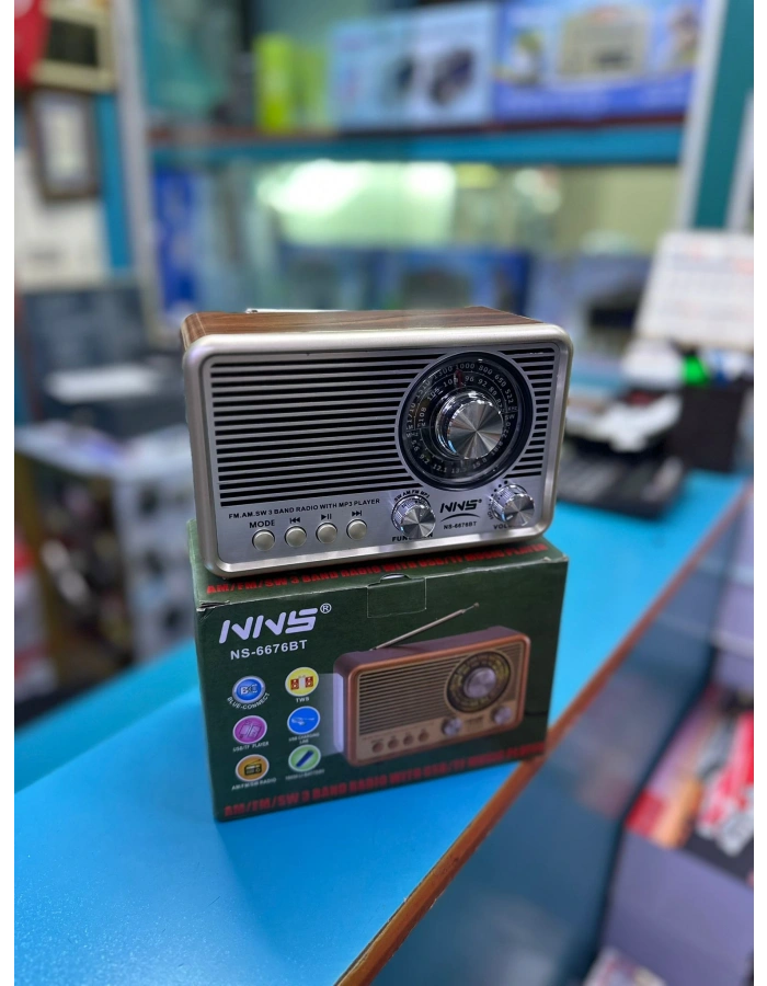 NNS NS-6676BT Fenerli Nostaljik Radyo Şarjlı Pilli Bluetooth Toptan