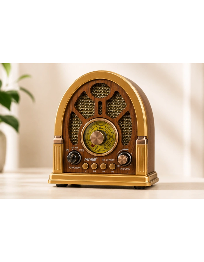 Nostaljik Bluetooth Radyo ve Hoparlör – USB/TF Kart Destekli Şarjlı Retro Müzik Çalar