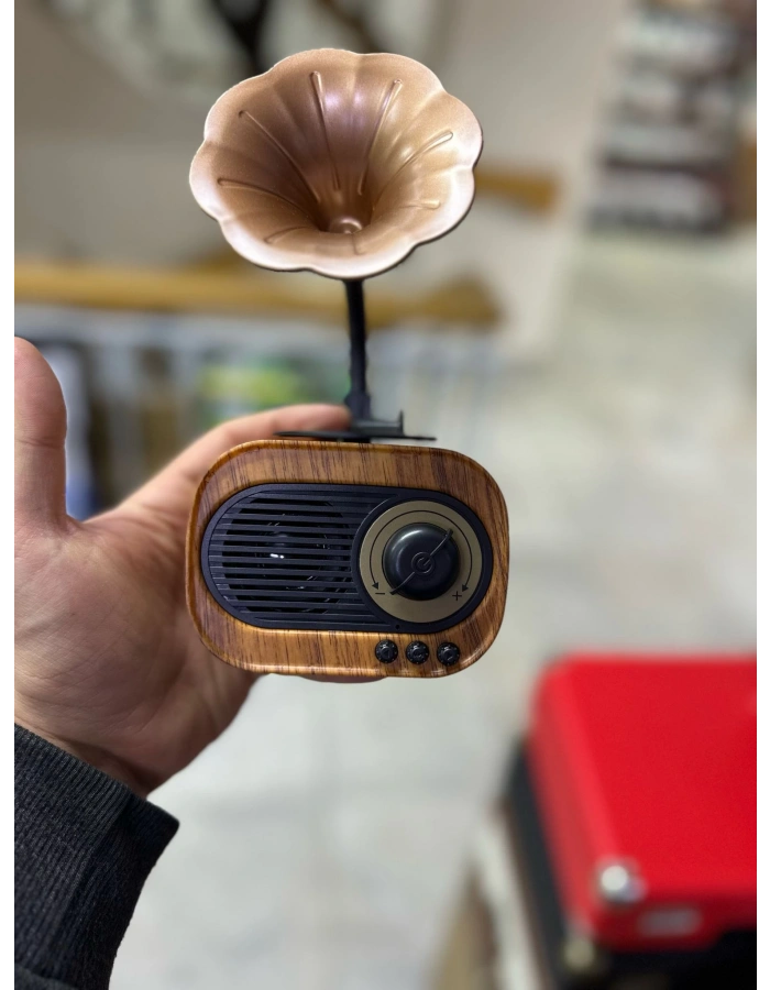 Nostaljik Mini Gramofon Radyo Bluetooth USB AUX Dekoratif Toptan