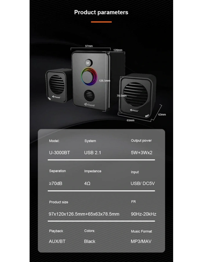 PC hoparlörü Bluetooth 2+1 USB ve jack girişli