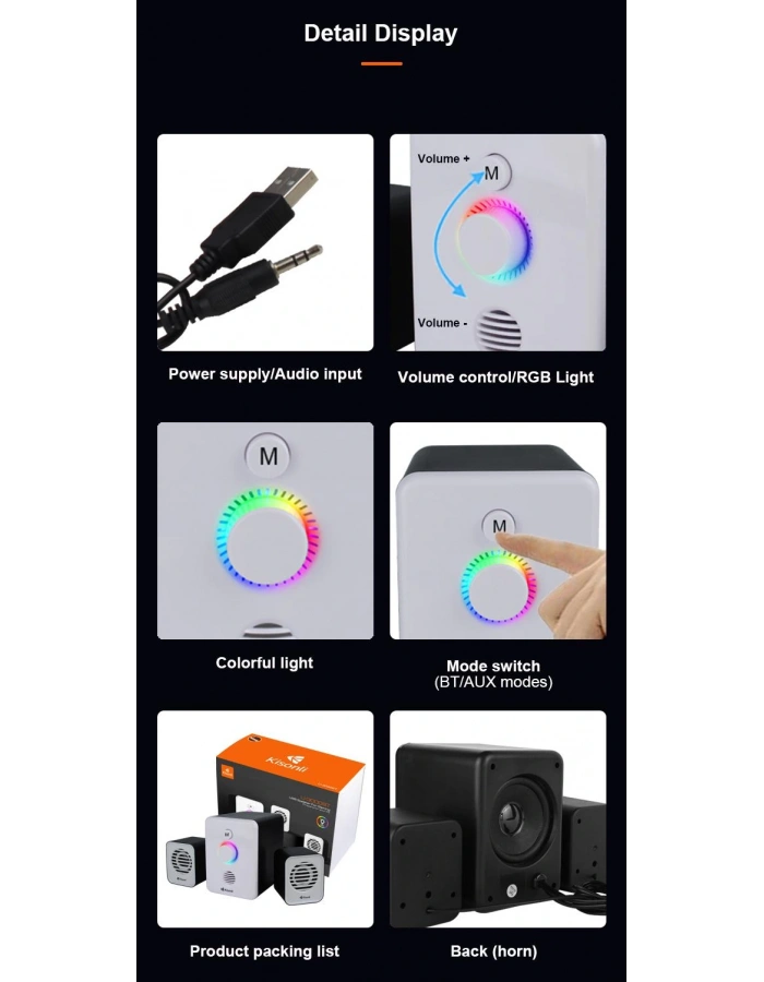 PC hoparlörü Bluetooth 2+1 USB ve jack girişli