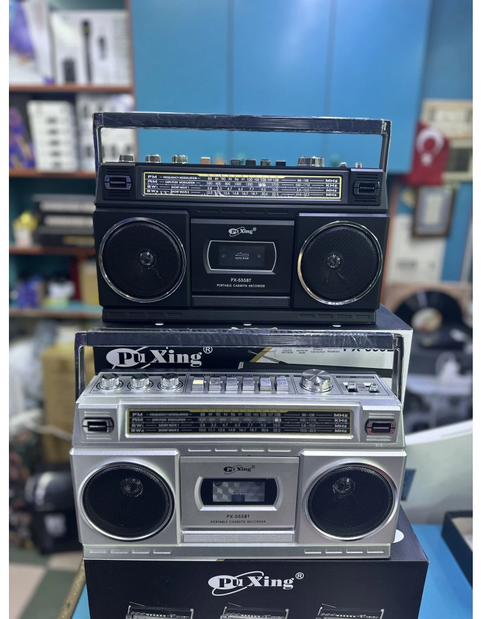 Pu Xing PX-555BT Retro Bluetooth Kasetçalar Radyo – Nostaljik Boombox Hoparlör