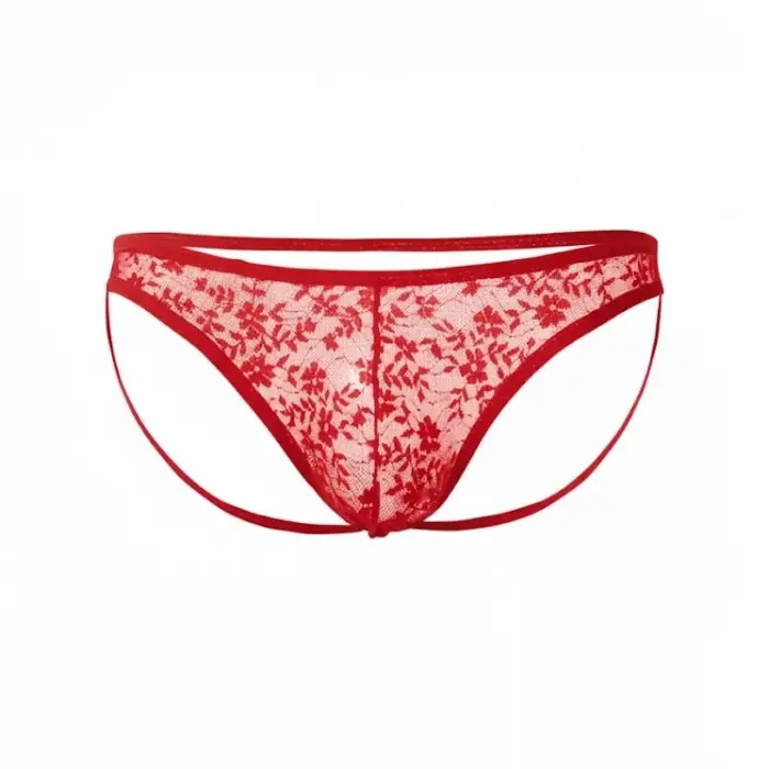 Seksi Dantelli Arkası Açık Seksi Kırmızı Erkek Külot