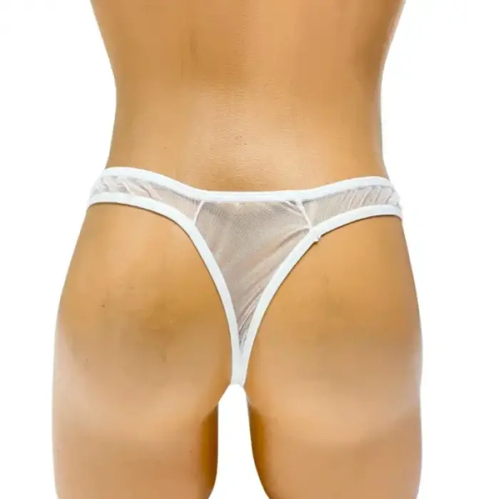 Fantezi Beyaz Transparan Tül Erkek String Tanga (PEDSİZ)