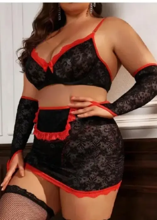 Fantazi Seksi Dantel Babydol Fantezi Gecelik (Çorapsız)