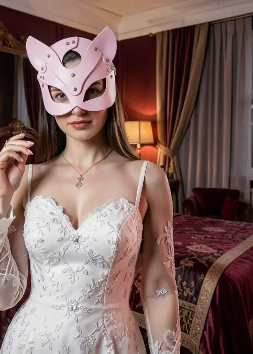 Fantezi Deri Seksi Pembe Kedi Maskesi