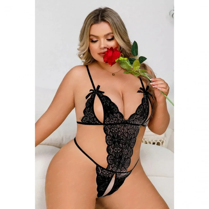 Fantezi Büyük Beden Siyah Dantelli Babydoll