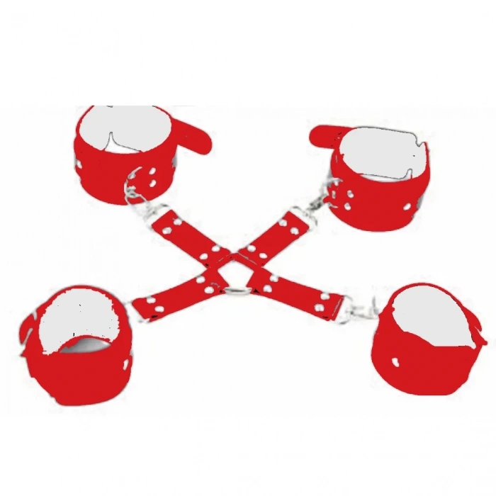 Fantezi Kırmızı Seksi Deri Pozisyon kelepçesi