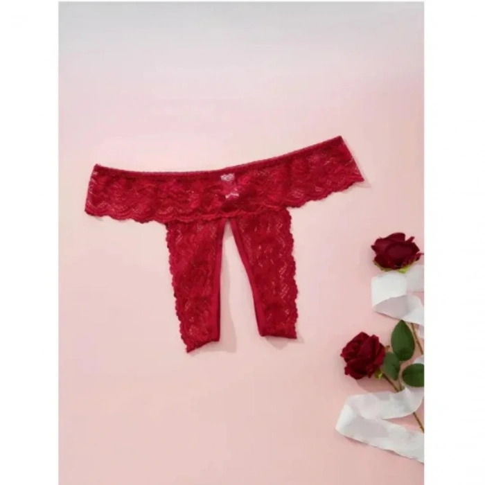 Kadın 3’lü Özel Bölgeleri Açık Dantelli Tanga seti