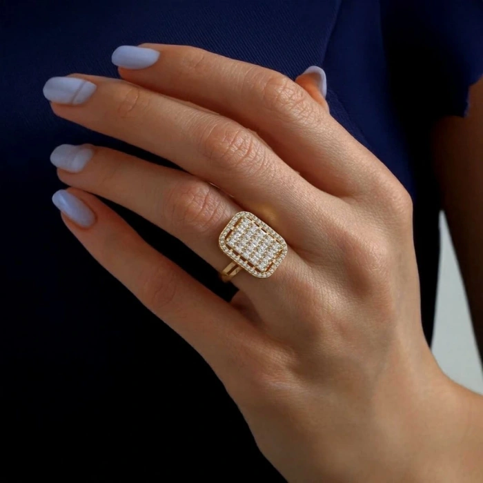 14 Ayar Altın Geniş Baget Yüzük