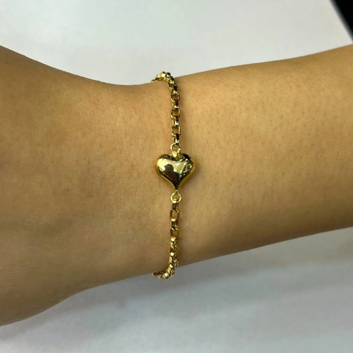 14 Ayar Altın Kalp Bileklik