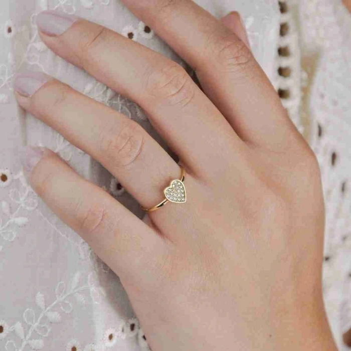 14 Ayar Altın Kalp Eklem Yüzük