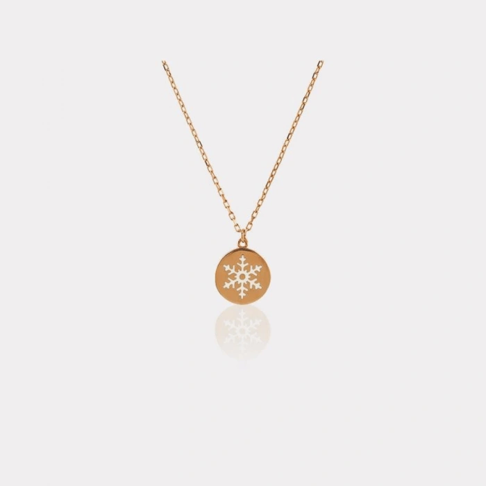 14 Ayar Altın Kar Tanesi Plaka Kolye