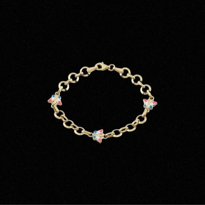 14 Ayar Altın Kelebek Motifli Çocuk Künyesi