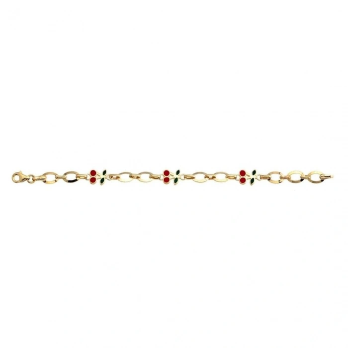 14 Ayar Altın Kirazlı Motifli Çocuk Künyesi