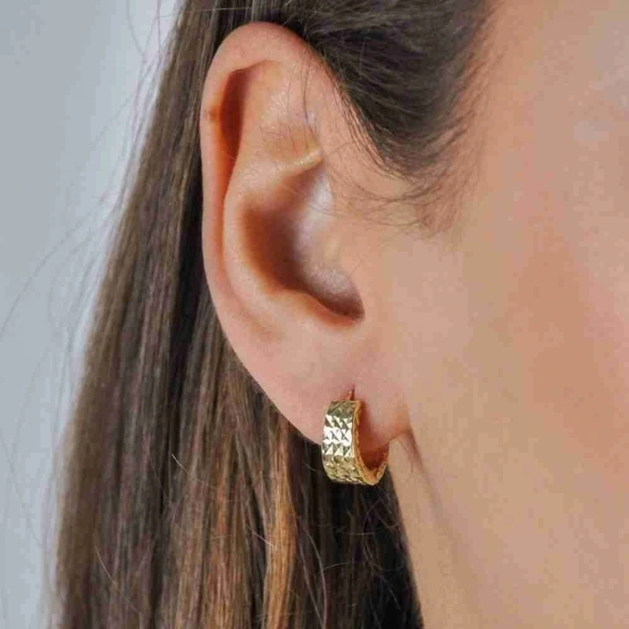 14 Ayar Altın Lazerli Süzme Halka Küpe