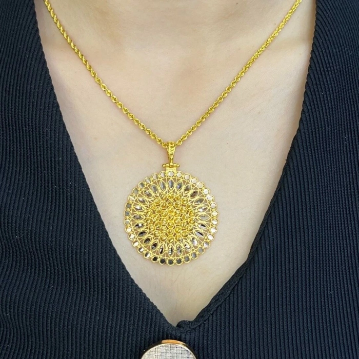 14 Ayar Altın Madalyon Zincirli Kolye