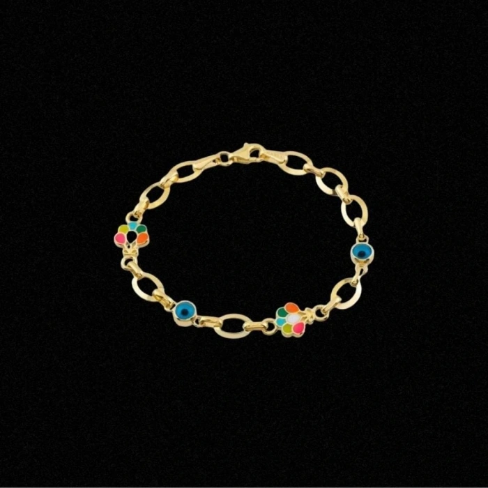 14 Ayar Altın Motifli Çocuk Bileklik