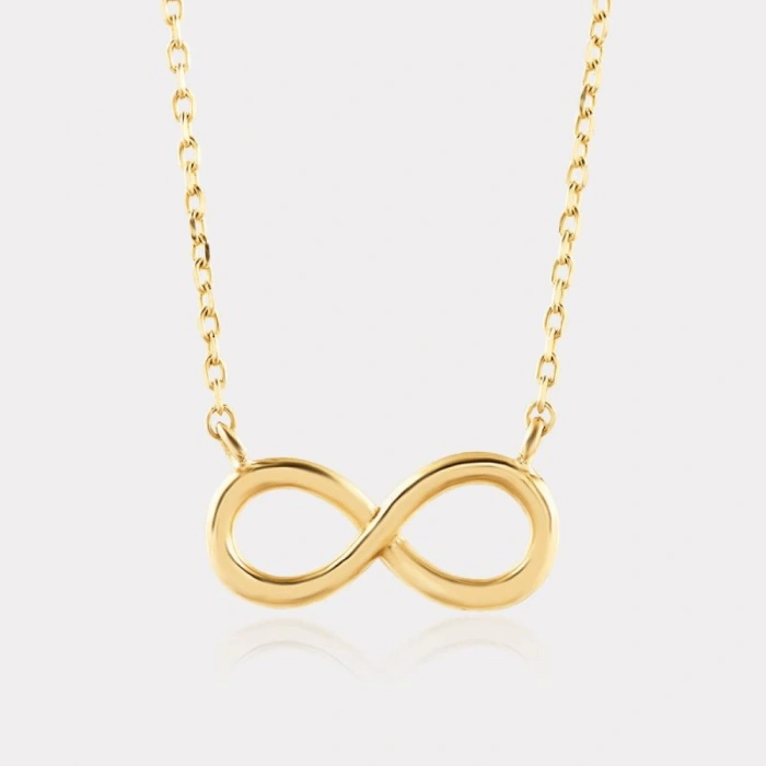 14 Ayar Altın Sade Sonsuzluk Kolye