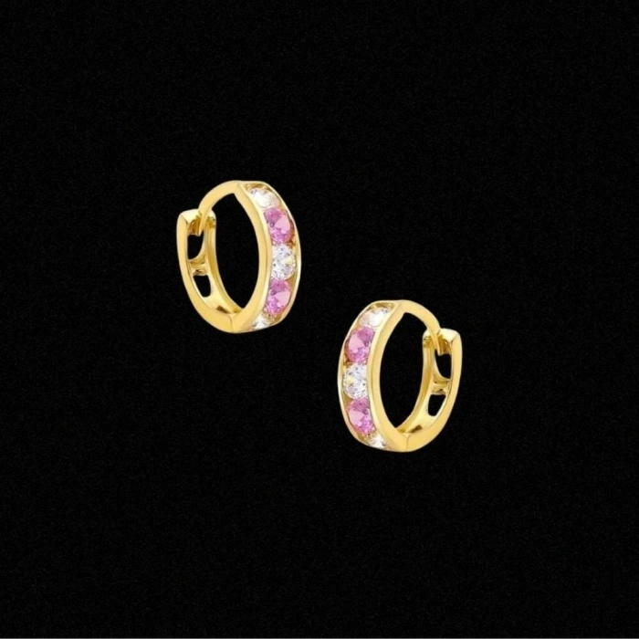 14 Ayar Altın Taşlı Motifli Çocuk Küpesi