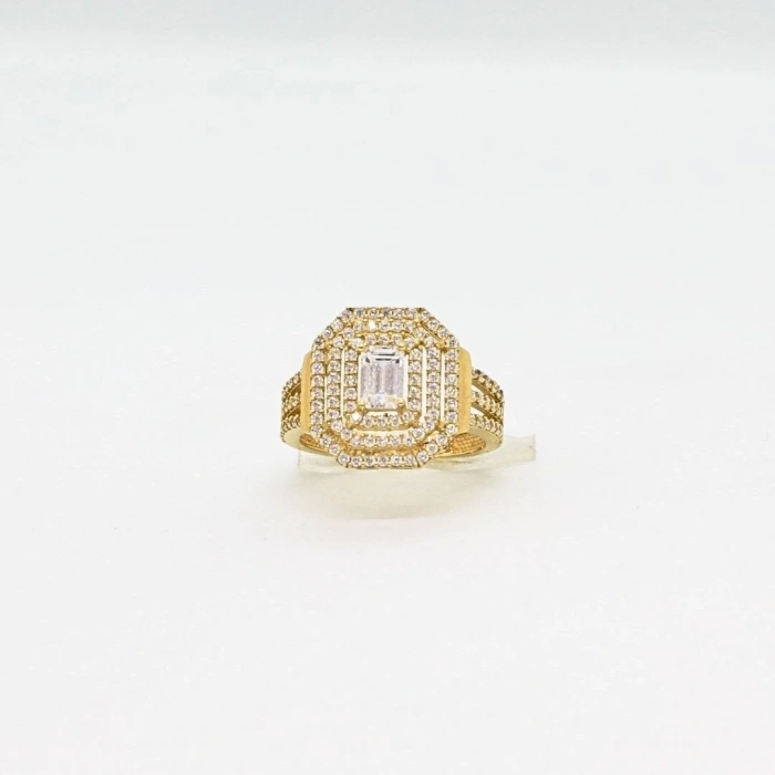 14 Ayar Altın Üç Kollu Baget Yüzük