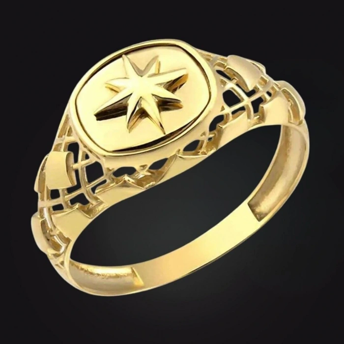 14 Ayar Altın Yıldız Erkek Yüzüğü