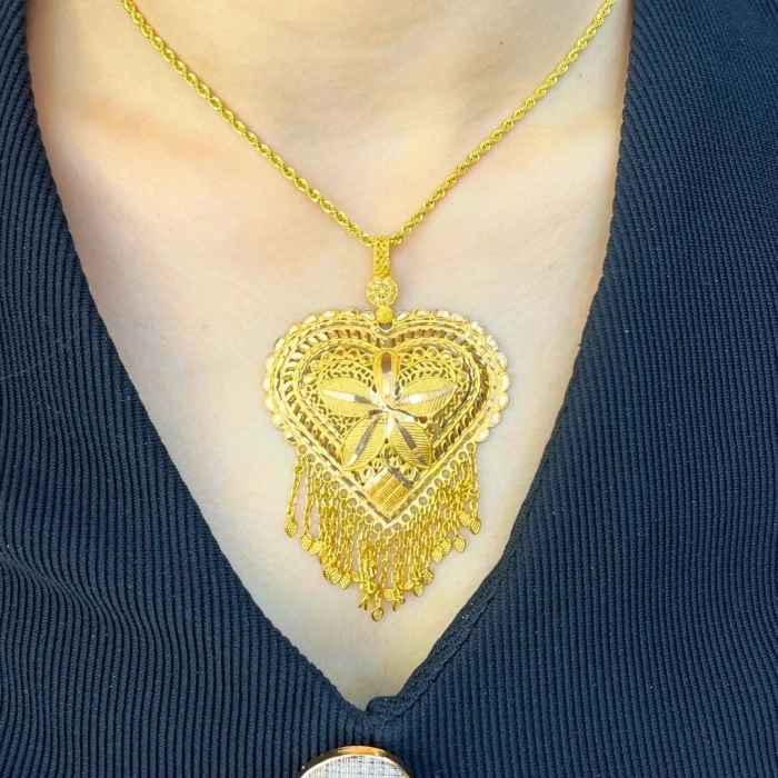 8 Ayar Altın Hint Zincirli Kolye