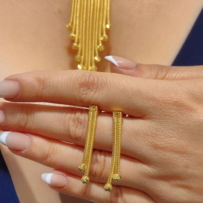 8 Ayar Altın Kalze Örgü Hasır Set Takımı