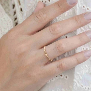 14 Ayar Altın Boncuklu Eklem Yüzük