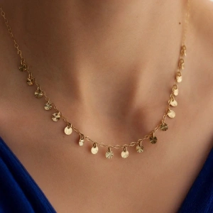 14 Ayar Altın Çok Pullu Kolye