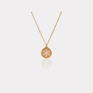 14 Ayar Altın Kar Tanesi Plaka Kolye