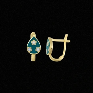 14 Ayar Altın Taşlı Motifli Çocuk Küpesi