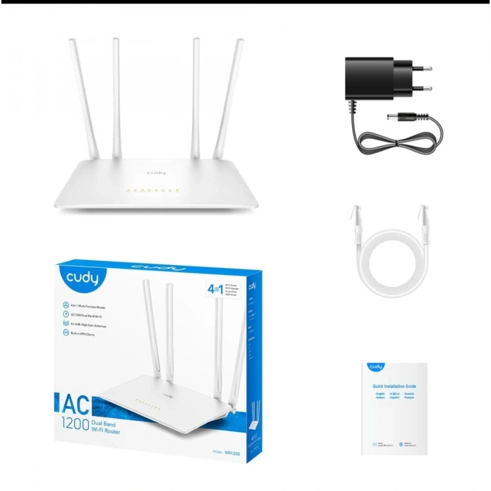 CUDY WR1200 5 Port 10/100Mbps AC1200 4 Anten Masaüstü Router
