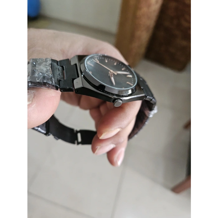 Siyah Çelik Kordon Erkek Kol Saati Takvimli Siyah Kadran Özel Kutusunda