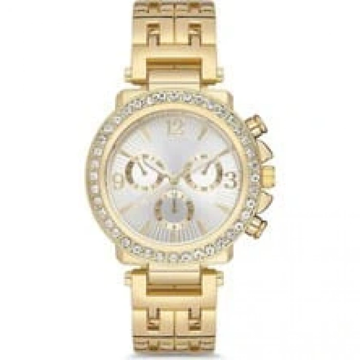 Metal Kordon Altın Renk Ve Taşlı Kadın Kol Saati