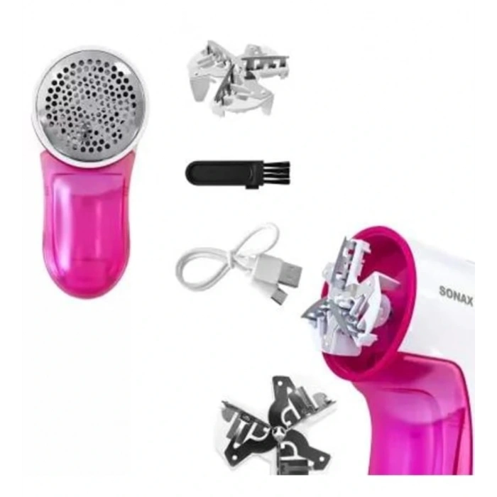 Sonax Pro Şarjlı Tiftik Temizleme Makinesi SN-9911 – Güçlü 3W Motor, USB Şarjlı, Kıyafet ve Kumaş Tüy Alma Cihazı Pembe