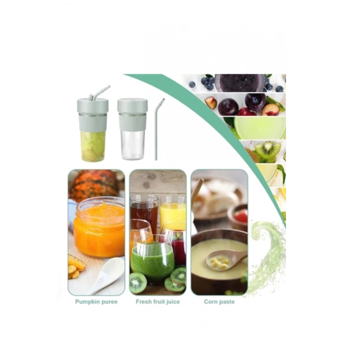 Fruvia BLFRV-001 Taşınabilir Şarjlı Mini Blender – 350 ml Termos Tasarım, Type-C, 6 Bıçak