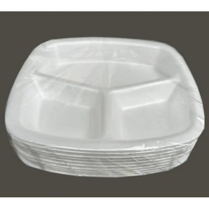 3 Gözlü Köpük Tabak DÜGÜN NİŞAN PİKNİK ORGANİZASYONLARINIZ İÇİN KULLAN AT ÜRÜN 100 ADET