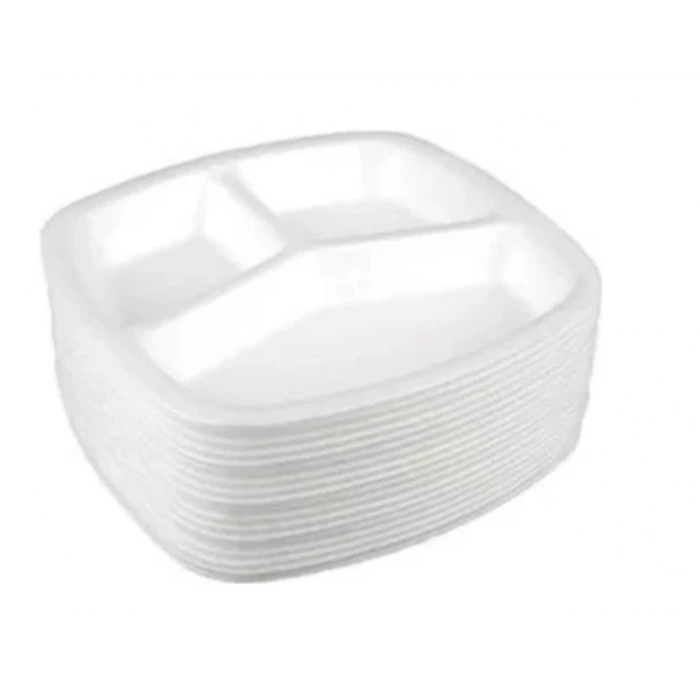 3 Gözlü Köpük Tabak DÜGÜN NİŞAN PİKNİK ORGANİZASYONLARINIZ İÇİN KULLAN AT ÜRÜN 100 ADET