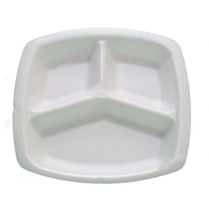 3 Gözlü Köpük Tabak DÜGÜN NİŞAN PİKNİK ORGANİZASYONLARINIZ İÇİN KULLAN AT ÜRÜN 100 ADET