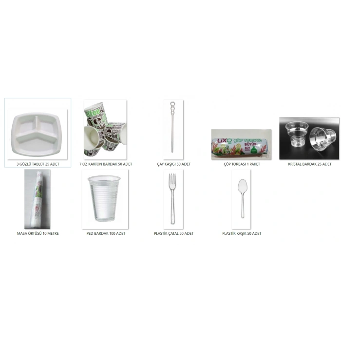3 GÖZLÜ PİKNİK SETİ 25 ADET