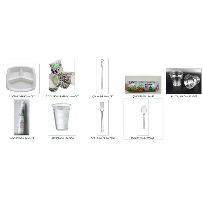 3 GÖZLÜ PİKNİK SETİ 50 ADET