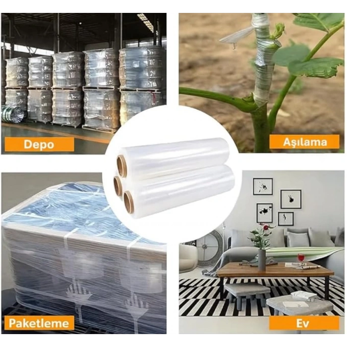 17 Mic Kalın şeffaf renk Eşya Mobilya Sarma Koruma Ambalaj Streci Taşınma Koli Streci 2 rulo
