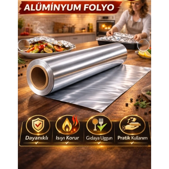 Alüminyum Folyo Gıdaya Uygun – 30 cm Genişlik 50 cm uzunluk Rulo Mutfak Folyo, Gıda Saklama & Pişirme Folyo