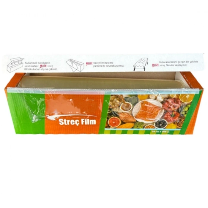 Gıda Streç Film 30 cm x 300 mt Kutulu Özel Kesme Bıçak Aparatı ile
